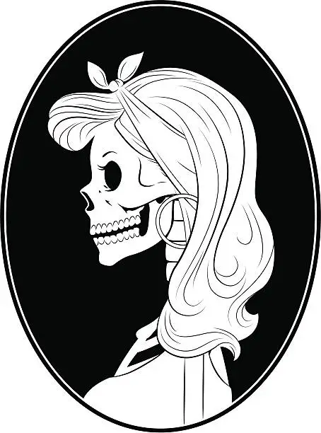Vector illustration of cameo sweet heart skeleton