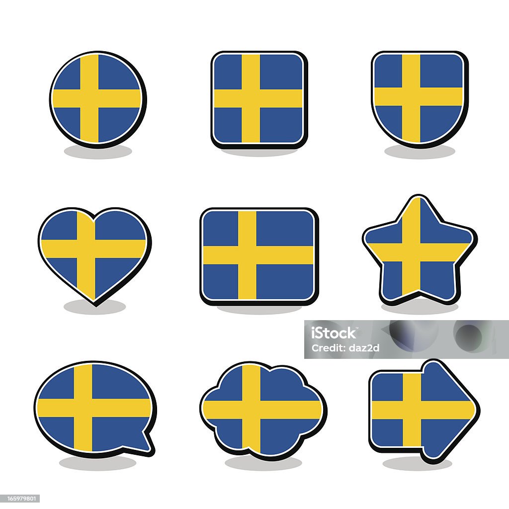 SET DI ICONA DELLA BANDIERA DELLA SVEZIA - arte vettoriale royalty-free di Bandiera della Svezia