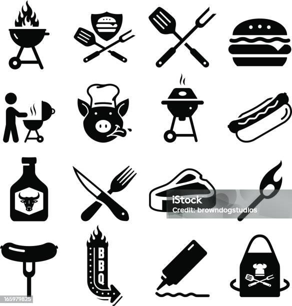 Barbecue Icons Black Series Stock Illustration - Download Image Now - Barbecue - Meal, Icon Symbol, Grilled