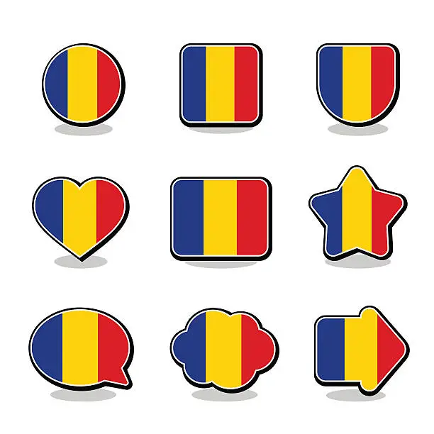 Vector illustration of ROMANIA FLAG ICON SET