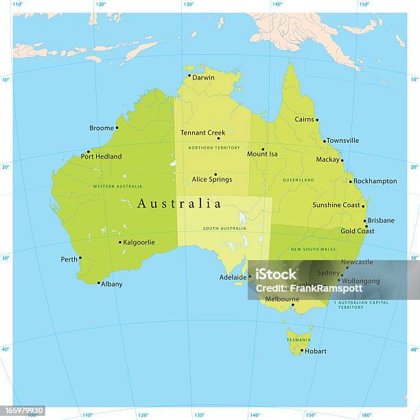 Australia Mappa Vettoriale - Immagini vettoriali stock e altre immagini di Carta geografica - Carta geografica, Australia, Fiume Murray
