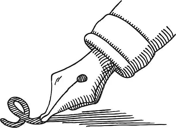 Vector illustration of Fountain Pen Tip Writing Drawing