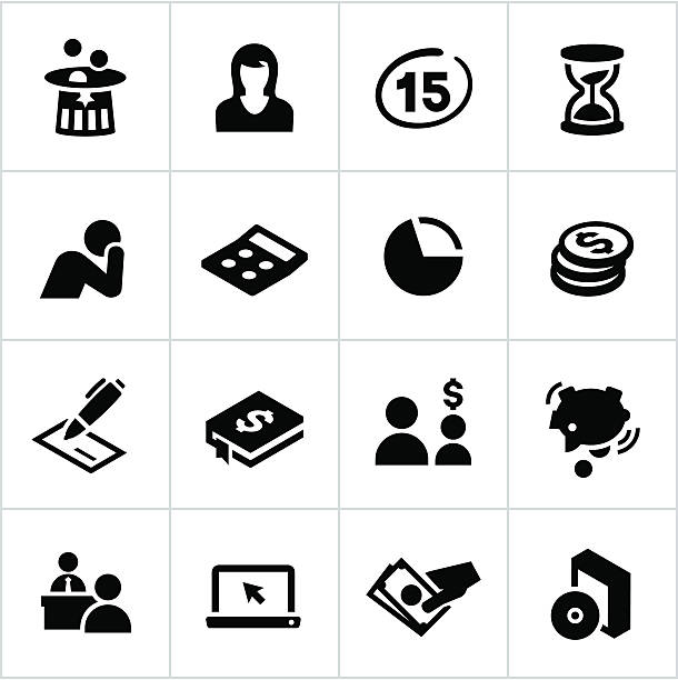 Black Tax Icons Tax related icons. All white strokes/shapes are cut from the icons and merged allowing the background to show through. uncle sam broke stock illustrations