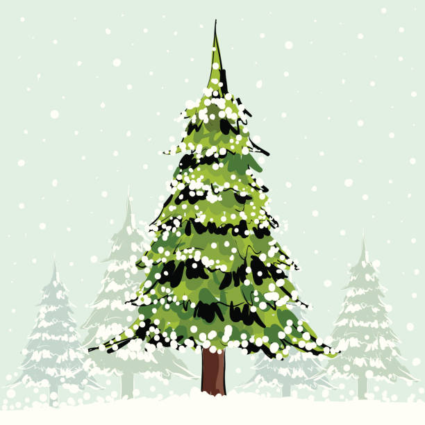 Christmas trees vector art illustration