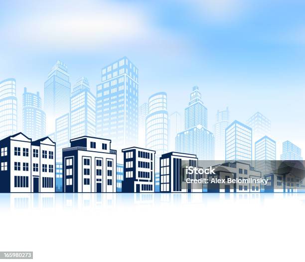City Skyline Panoramic Background With Modern Community Buildings Stock Illustration - Download Image Now