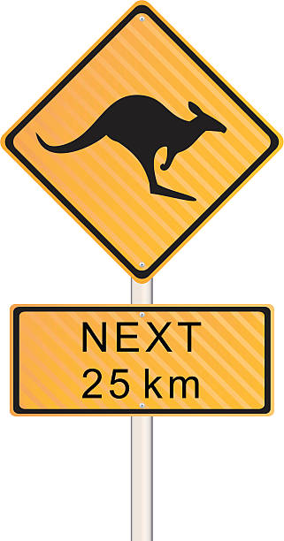 kangaroo crossing sign - 北領地 插圖 幅插畫檔、美工圖案、卡通及圖標