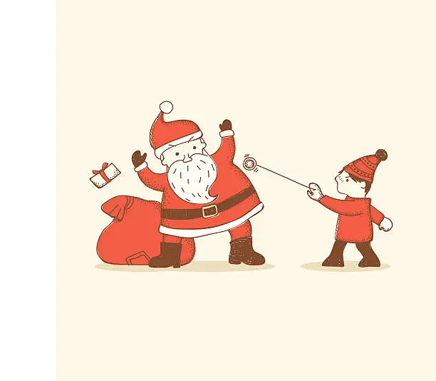 Vector illustration of Yo-yo santa attack