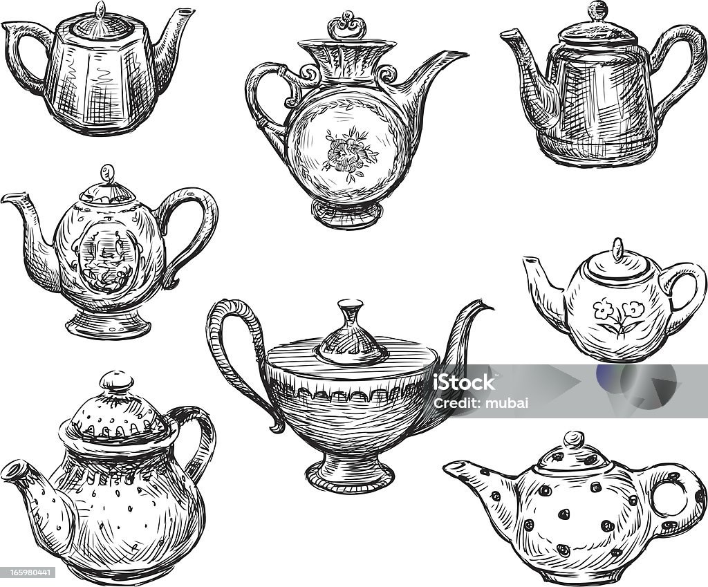 Коллекция teapots - Векторная графика Чайник для заварки роялти-фри