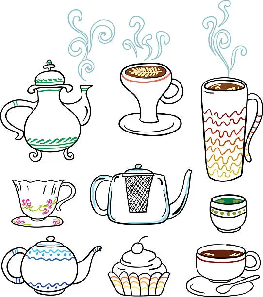 Vector illustration of Different Teaware collection