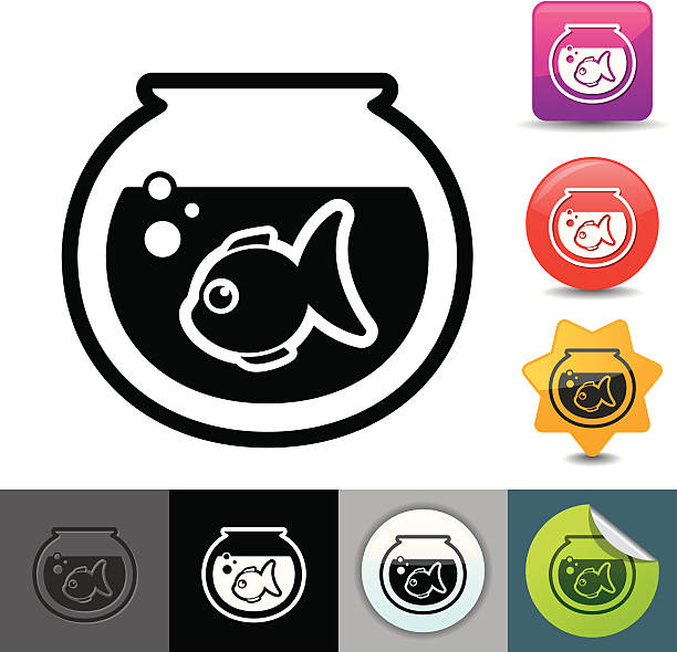 Goldfish icon | solicosi series  goldfish bowl stock illustrations