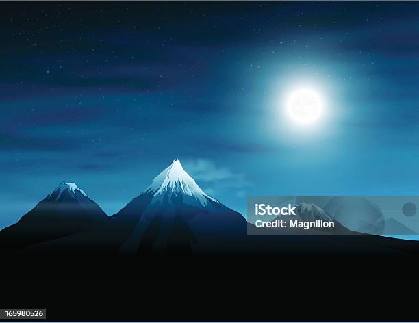 Paesaggio Di Montagna - Immagini vettoriali stock e altre immagini di Notte - Notte, Montagna, Innevato