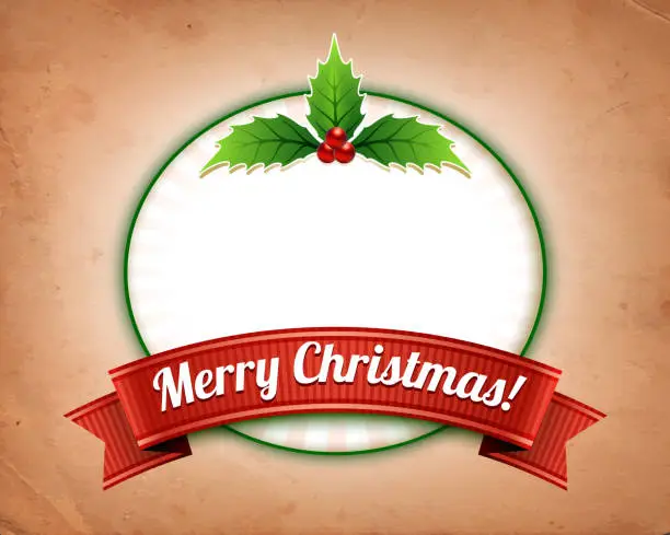 Vector illustration of Merry Christmas and frame on Old Dirty Paper