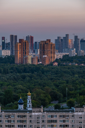 Old and new buildings in the city of Moscow. High quality photo