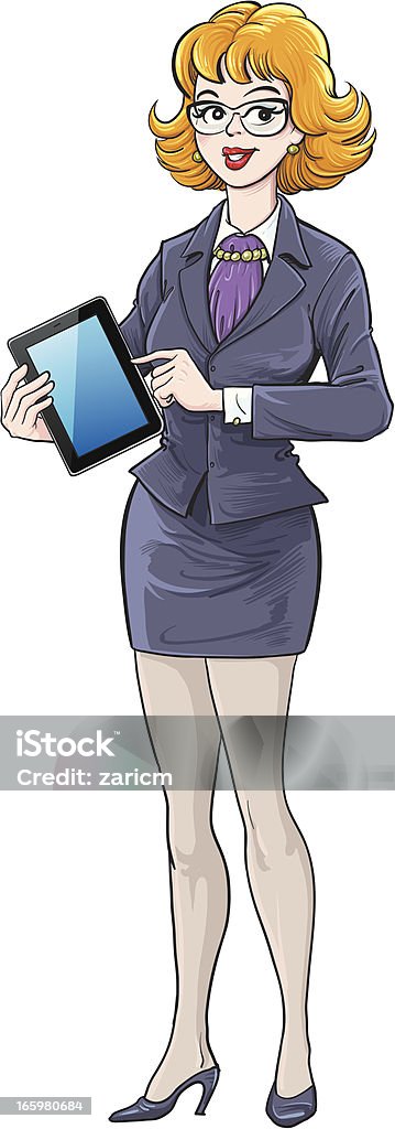 Donna d'affari con un tablet - arte vettoriale royalty-free di Lavorare