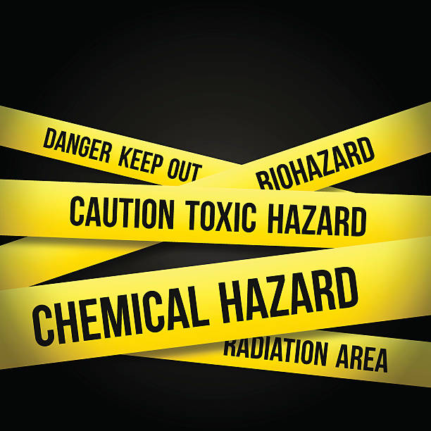 오염 존입니다 - confined space warning sign sign toxic waste stock illustrations