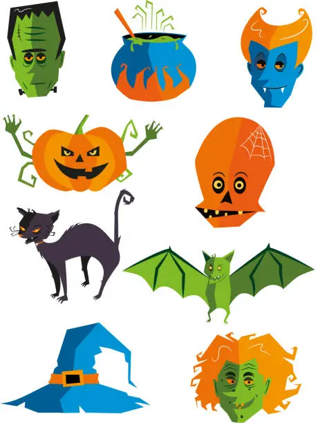 Vector illustration of Halloween Icon Set Elements