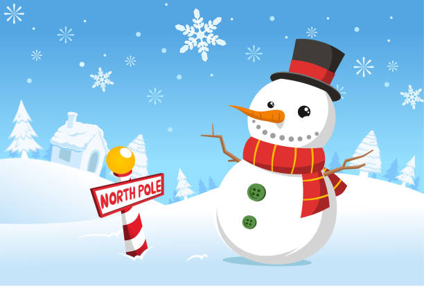 рождество северный полюс снеговик snowy landscape - christmas winter non urban scene snow stock illustrations