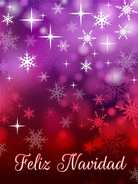 Vector illustration of Feliz Navidad holiday Background with snowflakes