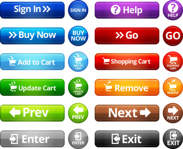интернет кнопки навигации веб-страни�цы векторный набор роялти-фри - exit button stock illustrations