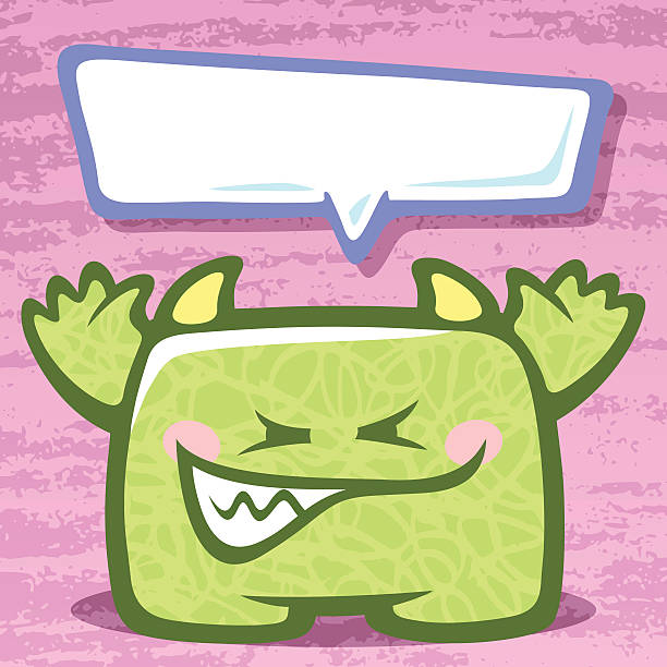 LIME MONSTER Cartoon monster saying something. fanged stock illustrations