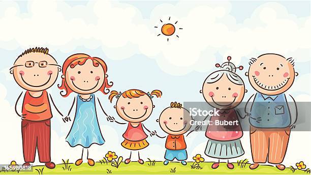 Big Happy Family Stock Illustration - Download Image Now - Family, Cartoon, Grandparent