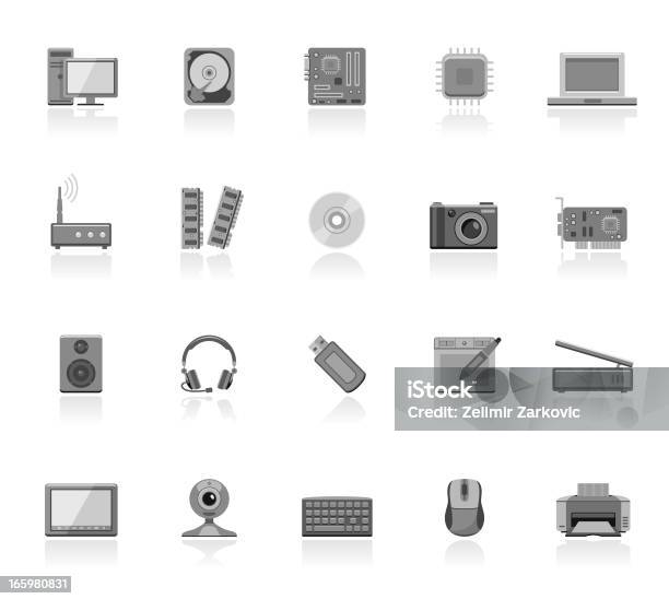 Semplici Iconecomputer - Immagini vettoriali stock e altre immagini di Icona - Icona, Macchina fotografica digitale, Memoria ad accesso casuale