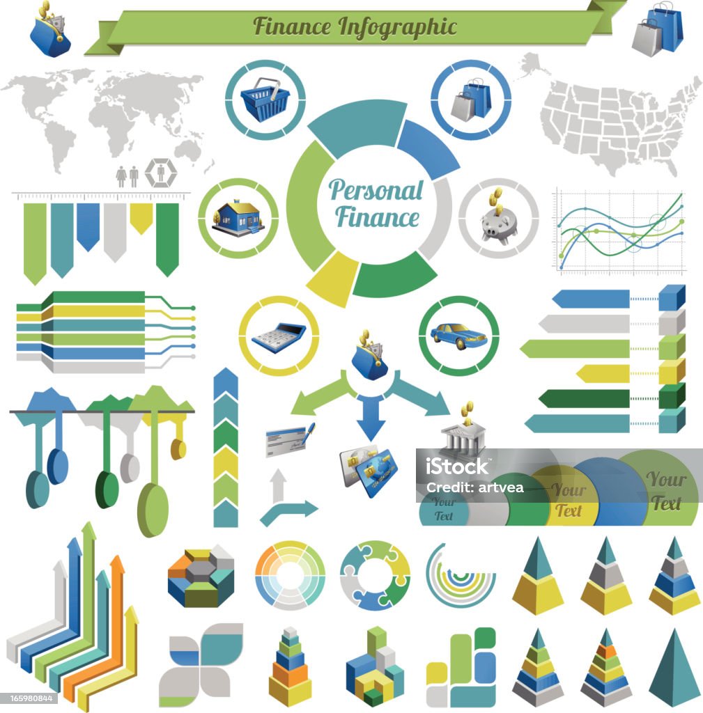 Elementos para infográficos - Vetor de Finanças royalty-free