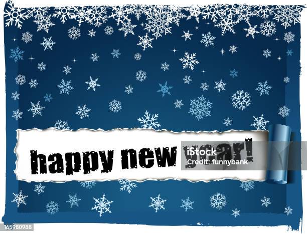 Ano Novo Papel Rasgado - Arte vetorial de stock e mais imagens de A nevar - A nevar, Ano novo, Azul
