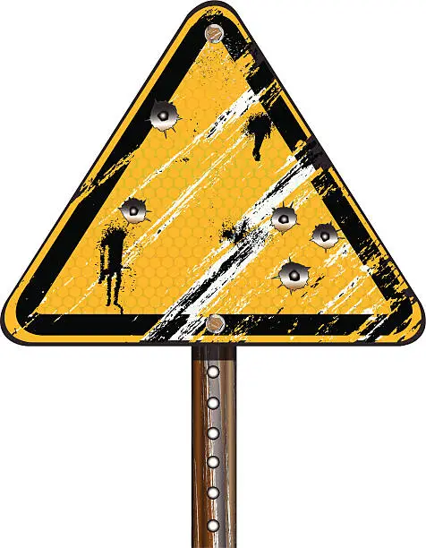 Vector illustration of Yield Sign | Grunge Bullet Holes