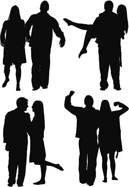Vector illustration of Multiple images of a couple in different poses
