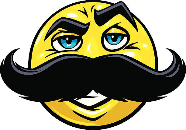 Vector illustration of mustache smiley face