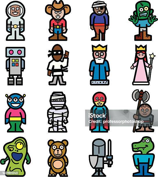 Colorful Characters Stock Illustration - Download Image Now - Astronaut, Bear, Princess