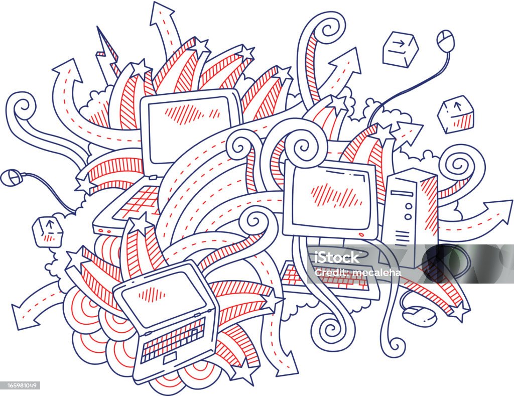 Computer Geek Doodle Computer Doodles Stock Illustration - Download Image Now - Abstract ...