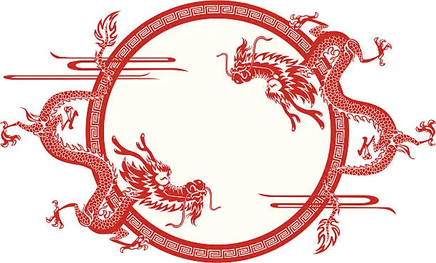 Vector illustration of Chinese dragon frame