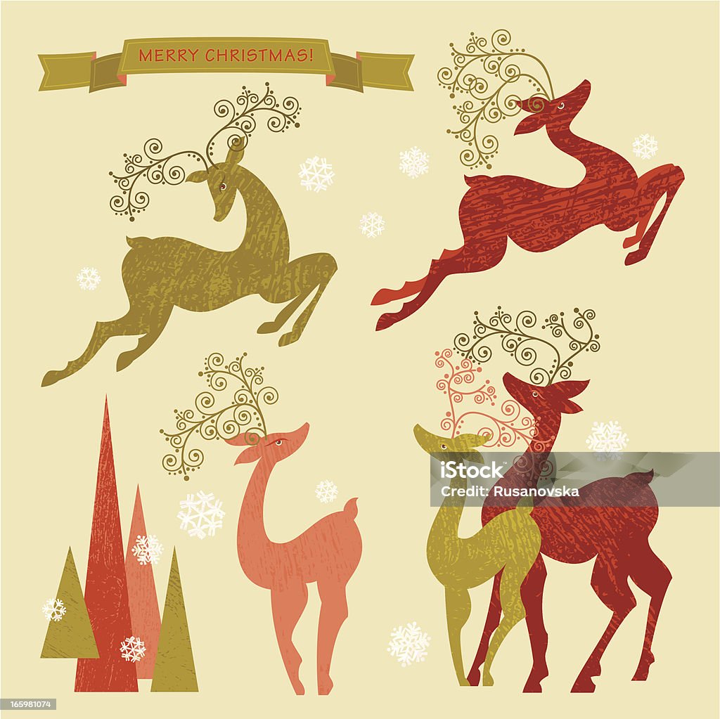 Set of holiday reindeer illustrations Set of Holiday Reindeer. Christmas ornaments and Christmas tree. Vector. EPS 8. Animal stock vector