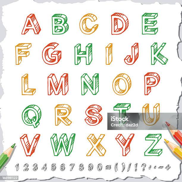 Карандаш Шрифт — стоковая векторная графика и другие изображения на тему Алфавит - Алфавит, Алфавитный порядок, Бессмысленный рисунок