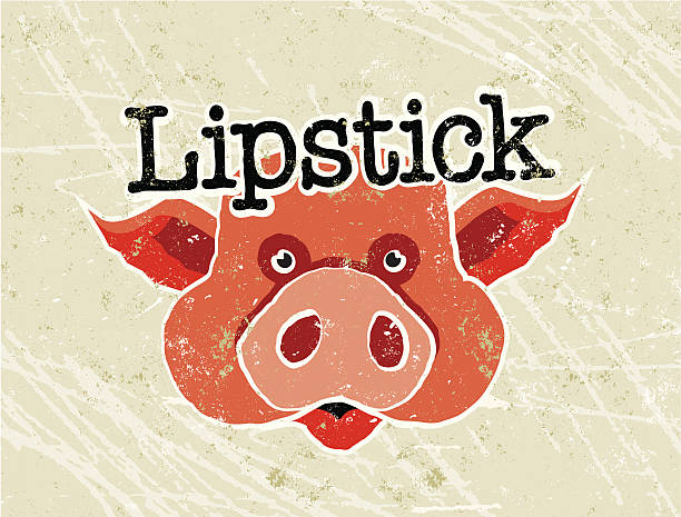リップスティックで表現し�た豚およびテキスト - misguided点のイラスト素材／クリップアート素材／マンガ素材／アイコン素材