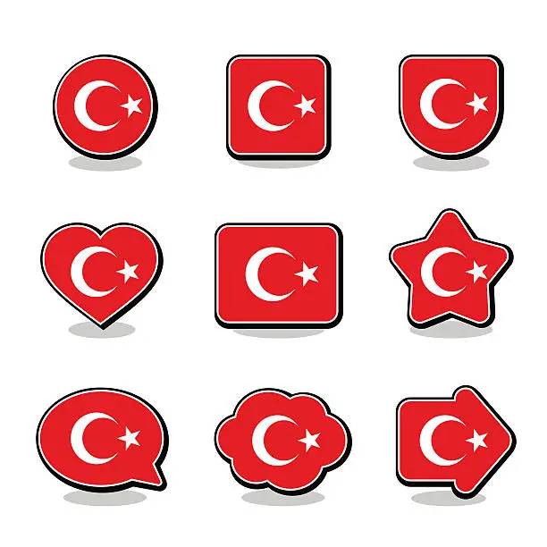 Vector illustration of TURKEY FLAG ICON SET