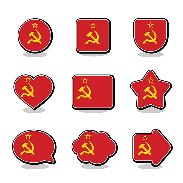 Vector illustration of SOVIET UNION FLAG ICON SET