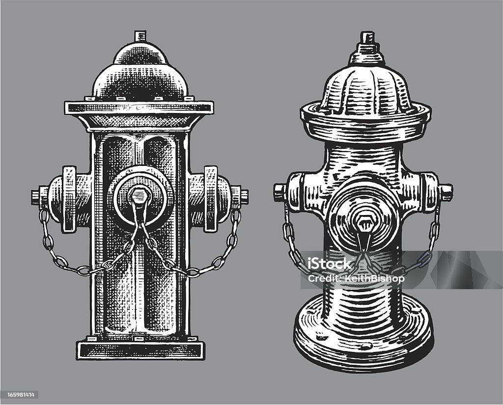 Fogo Hydrants-antigos e novos estilos - Vetor de Quartel de bombeiros royalty-free