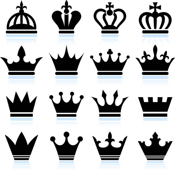 �간단한 크라운 검은색과 인명별 royalty free 벡터 아이콘 세트 - marquis stock illustrations