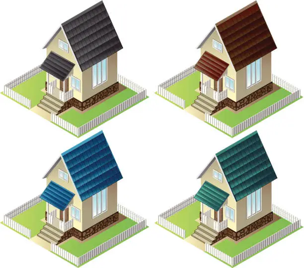 Vector illustration of Set of four Houses