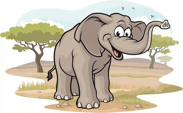 Vector illustration of Elephant on the Savannah