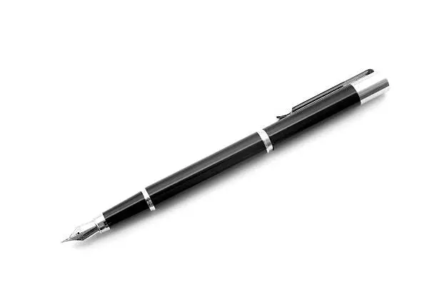 Photo of Black fountain pen on white background