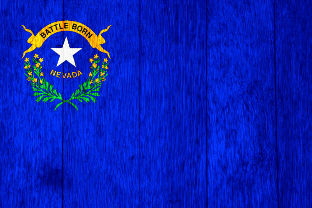 US state flag of Nevada on a textured background. Concept collage.