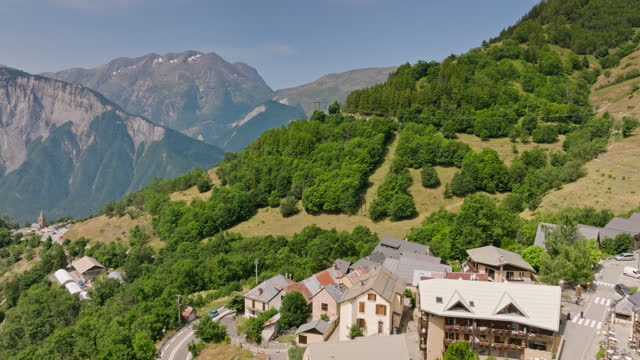 Church and Houses on Alpe d'Huez - Aerial