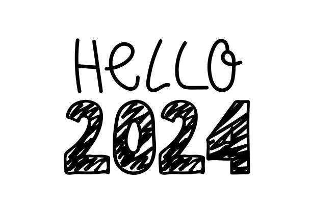 istock Hello 2024. Number 2024. Happy 2024 new year. Hand drawn doodle lettering vector illustration. Design for seasonal holidays flyers, greeting card for Merry Christmas and happy new year print 1659841712