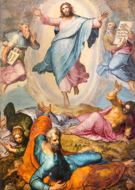 Napels - The painting of Transfiguration in the church Basilica del Gesu Vecchio stock photo