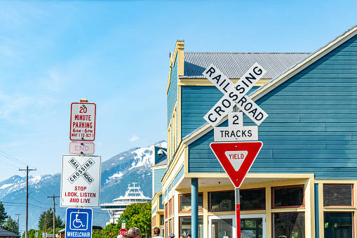 Skagway townscape in the morning, Alaska, USA.