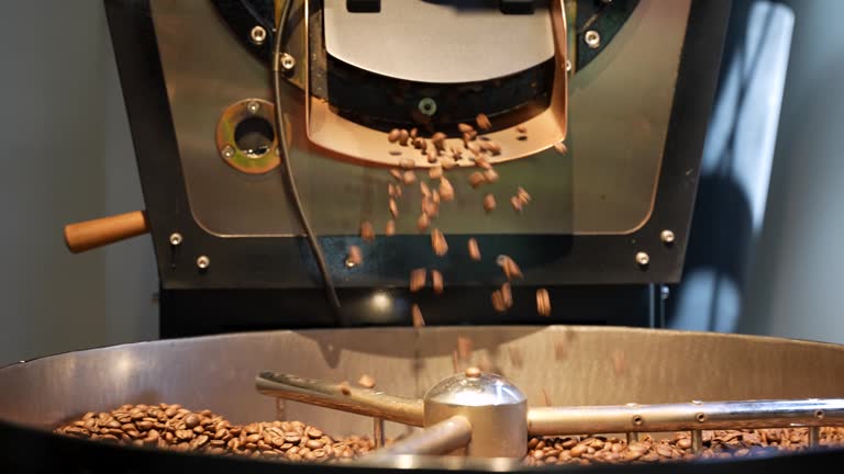 coffee beans roasted in a coffee roaster